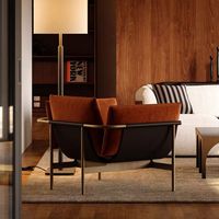 Fauteuil d'appoint de luxe italien, moderne et créatif, avec structure métallique et revêtement en tissu, pour salon ou salle de séjour