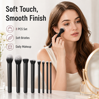 Ensemble de pinceaux de maquillage portables de voyage 8 pièces en poils synthétiques doux pour le visage et les yeux, outils de beauté personnalisés OEM