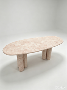 Mesa de Comedor Ovalada de Mármol para 2 Personas, Mesa de Comedor con Pedestal de Piedra Natural, Muebles de Diseño Moderno para Villa, Hotel, Apartamento - Product Image 2