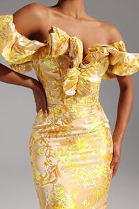 Phụ Nữ Sexy Thanh Lịch Merrit Off-The-Vai Jacquard Midi Dress Bodycon Sinh Nhật Cocktail Đảng Dresses - Product Image 5