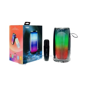 Portable Speaker With Microphone Colorful LED Light Rechargeable Battery <b>Button</b> Control For Home Karaoke - Product Image 4