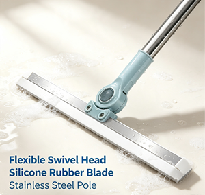 Nouvelle brosse de nettoyage magique avec manche long réglable 180 °   Serpillère rotative en silicone pour sols, vitres et salles de bain domestiques - Product Image 5