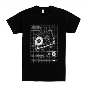 Camiseta Cassette Plan Negra con Diseño Gráfico Temática Musical Unisex - Product Image 2