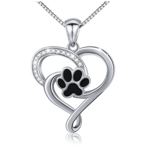 Collar con colgante de corazón de resina con huella de pata de gato, collar con dije de huella de corazón hueco, joyería de moda - Product Image 1