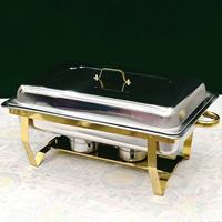 Ensemble de réchauds de luxe dorés, service de buffet amovible en acier inoxydable avec couvercle, chauffe-plats pour mariages, hôtels et restaurants