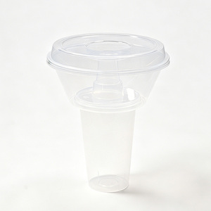 Vaso Combinado 2 en 1 Viral <span class=keywords><strong>para</strong></span> Redes Sociales con Tazón Superior en Forma de Embudo, Vaso de Plástico Duro PP <span class=keywords><strong>para</strong></span> Comida Callejera y Boba - Product Image 6