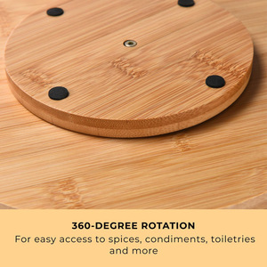Bamboo Wood <b>Rotating</b> <b>Spice</b> <b>Rack</b> Lazy Susan Kitchen Storage Turntable Multi Function Rustic Design - Product Image 2