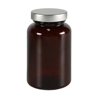 Sellado de tarros de pastillas vacías de 5oz, botellas de plástico ámbar de 150cc con tapa negra, botella de suplemento nutricional de 150ml