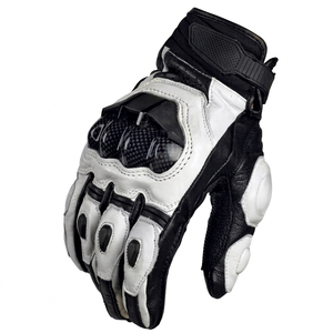 Gants de course en cuir à doigts entiers avec sangle de poignet réglable pour la pratique du motocross, taille universelle pour homme - Product Image 1