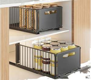 Tiroir de rangement coulissant, organisateur à un seul niveau avec rail coulissant pour <span class=keywords><strong>sous</strong></span> l'évier, armoire et rangement des assaisonnements de cuisine - Product Image 2