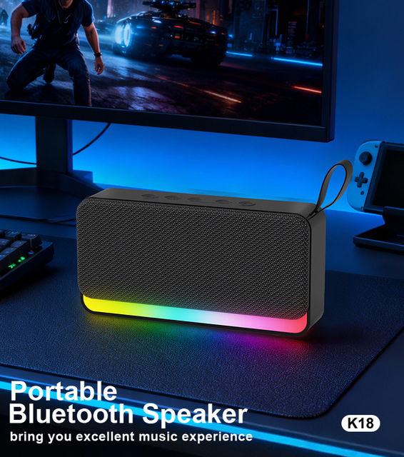 Portable 5W Bluetooth Speaker RGB LED Light FM Radio USB TF Card Playback 1200mAh Mini Wireless Speaker for Home Outdoor Party