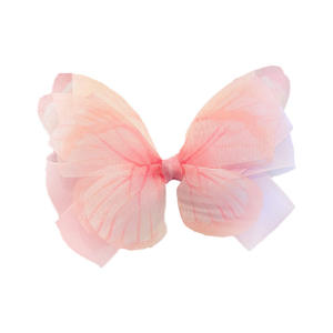 Jepit rambut kupu-kupu putri imut kustom klip rambut busur manis 5cm Aksesori rambut kain logam anak perempuan gaya kartun dibuat dari Aloi - Product Image 6