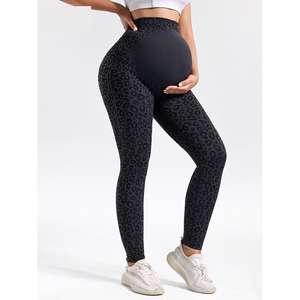 Pantalon de randonnée et de danse pour femmes enceintes, de haute qualité, à haute élasticité, gris foncé, avec plis de corset, vêtements de sport - Product Image 3