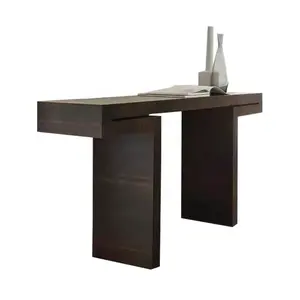 Mesa com gaveta de vidro temperado, mesa de console com raiz de teak gold e preto para móveis de sala de estar