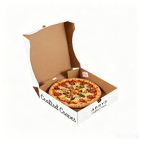 Boîte d'emballage pour pizza à emporter en carton ondulé personnalisé, papier kraft de qualité alimentaire, pour restaurant