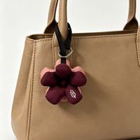 Porte-clés en peluche 3D double couche motif fleur, mignon et tendance, pour accessoires de sac, idéal pour le bricolage