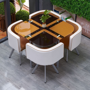 CZTZ-30Modern vuông phòng ăn đồ nội thất Philippine Malaysia nóng bán đen đỏ kính bàn ăn với Ghế bộ - Product Image 5