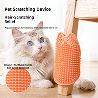 Brosse de bain multifonctionnelle pour animaux de compagnie en forme de chat souriant, avec carte suspendue, pour la douche, le massage et l'élimination de l'ennui