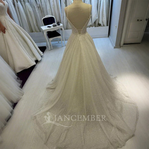 Jancember TK138-11 Brillant Spaghetti Strap Mariage De Mariée Robes Longues - Product Image 2