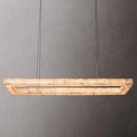 Lustre linéaire rectangulaire LED contemporain de luxe en marbre et albâtre pour salle à manger et cuisine