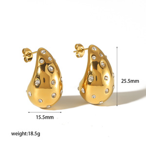 ต่างหูทรงหยดน้ำโลหะผสมสังกะสีฝังเพชรสำหรับงานปาร์ตี้ เครื่องประดับแฟชั่น - Product Image 3