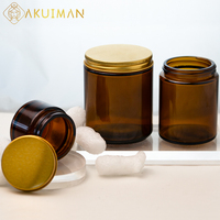 Pots cosmétiques en verre ambré de 200 ml et 500 ml, contenants ronds rechargeables, pots à crème vides pour l'emballage des soins de la peau