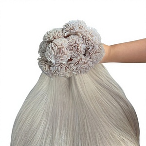 ผมต่อแบบปลายตรง ทำจากผมแท้ หนาที่ปลายผม สีบลอนด์สุดฮิต # PLA01 ขนาด 5x5 มม. - Product Image 1