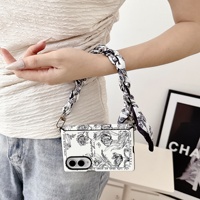 Étui de protection antichoc en PC noir à motif floral avec boucle latérale pour téléphones mobiles Z Fold8/ZFLIP7/6/5/4, style Ins