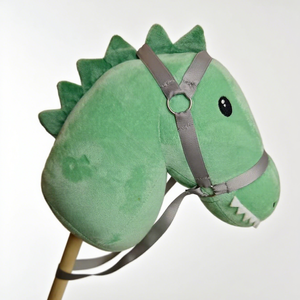 Cheval en bois personnalisable, jouet dinosaure vert, cheval à bascule pour enfants, pour des jeux de déguisement amusants - Product Image 1