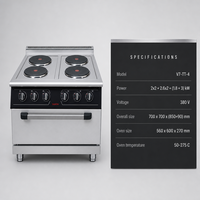 Cuisinière électrique professionnelle JUSTA en acier inoxydable à 4 plaques avec four électrique et composants de base importés pour la cuisine commerciale