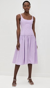 Robe longue d'été personnalisé<span class=keywords><strong>e</strong></span> en coton pour femme, col carré, style décontracté et confortable, couleur violette - Product Image 5