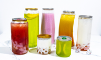 Bouteille cylindrique transparente en PET avec couvercle à clapet en aluminium pour boissons gazeuses, sodas, café, jus, thé et boissons énergisantes