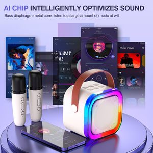 Hot bán chất lượng K12 không dây karaoke Loa di động BT Karaoke âm thanh hộp loa với 2 mic Hỗ trợ TF USB - Product Image 5