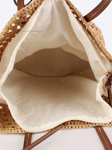 New Large Capacity Handmade Woven Zipper Two Daily Leisure Commuting Seaside Vacation Simple <b>Square</b> High-end Women's Tanjing - Product Image 3