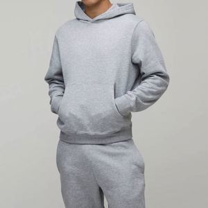 Ensemble survêtement gris chiné pour homme, coupe régulière, en molleton de coton, vente en gros OEM - Product Image 3