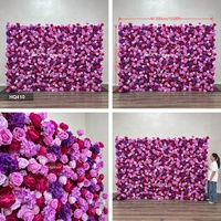 DKB Fabrik Maßgefertigte Persönliche Hochzeits- und Event-Blumenwand aus Lila Rosen, Künstliche Seidenrosen 6,5*10ft Aufrollbare Blumenwand