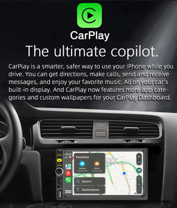 Autoradio universel BQCC <span class=keywords><strong>2</strong></span> <span class=keywords><strong>Din</strong></span> 7 pouces avec écran tactile sans fil CarPlay Android Auto, USB, FM, BT, AUX, Mirror Link, lecture de films - Product Image 2