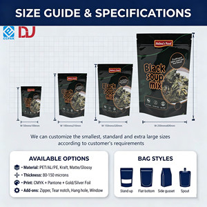 Bolsa <span class=keywords><strong>de</strong></span> Embalaje Personalizada con Cierre Hermético para Mezcla <span class=keywords><strong>de</strong></span> Especias Tradicionales para Sopa Negra, con Diseño Vertical - Product Image 3