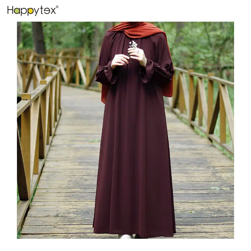 Abaya pour femme Vêtements islamiques musulmans Robe moderne à manches longues pour l'extérieur avec poches pratiques