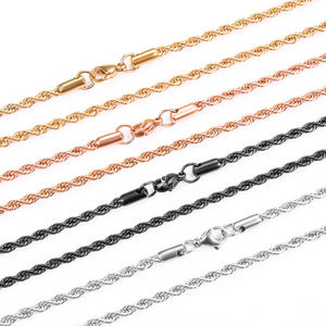 Collar de cadena de eslabones de cuerda trenzada de acero inoxidable chapado en oro de 18 quilates para mujer al por mayor - Product Image 6