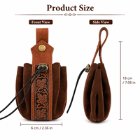 Pochette à cordon en cuir gaufré feuille d'érable vintage pour dés de D&D, sac de rangement pour dés de jeu de table RPG médiéval, cadeau de Noël