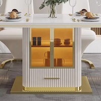 Table et chaises de salle à manger de luxe modernes, ensemble table et chaises haut de gamme pour la maison, table à plateau en roche brillante