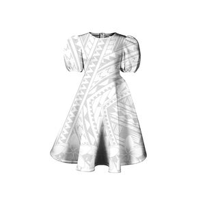 بيع بالجملة: فساتين سهرة نسائية أنيقة بولينيزية مطبوعة قبلية تابا أبيض ملابس فاخرة مخصصة للنساء - Product Image 6