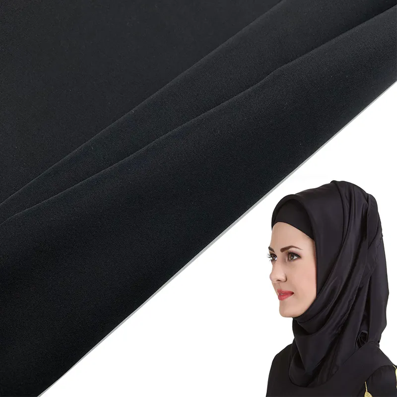 Großhandel 30D 75gsm Polyester Chiffon formale schwarze Stoff für muslimische islamische arabische Abaya Hijab Niqab Burka