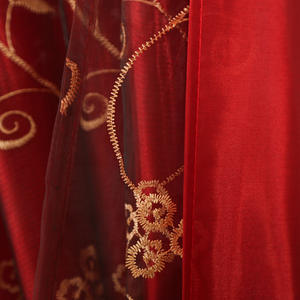 Nuovo arrivo <span class=keywords><strong>rosso</strong></span> Burgundy Blackout ricamo lino misto <span class=keywords><strong>tende</strong></span> da camera - Product Image 6