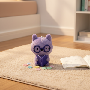 Portachiavi Personalizzato a Forma di Gatto Viola da 10 cm, Simpatico Mini Giocattolo di Peluche a Cartone Animato - Product Image 4