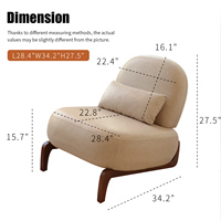 Fauteuil d'appoint inclinable moderne et écologique, avec pieds en bois massif, revêtement en similicuir et coussin moelleux, pour salon et chambre à coucher