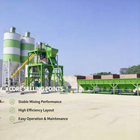 Station de malaxage de béton entièrement automatique HZS50 avec trémies de stockage personnalisables, deux types de silos à ciment pour projets de construction de moyenne envergure