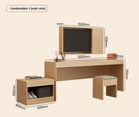 Maßgefertigtes 5-Sterne Luxus-Holzmöbel Minimalistisches Modernes Zimmer Doppelbett TV-Tisch Gepolstertes Rückenlehnenpaneel Komplettes Set Apartment