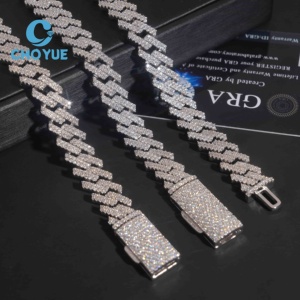 ลดราคาพิเศษ สร้อยคอเงินแท้ S925 ขนาด 12 มม. แบบ Cuban Link 2 แถว ประดับเพชรโมอิสซาไนต์ สไตล์ฮิปฮอป เครื่องประดับคุณภาพสูง สร้อยคอผู้ชาย ผ่านการทดสอบเพชร GRA - Product Image 3